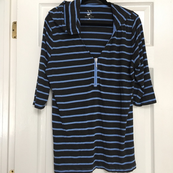 New York & Company Striped blue top hood zipper lightweight women’s XL - Picture 1 of 8